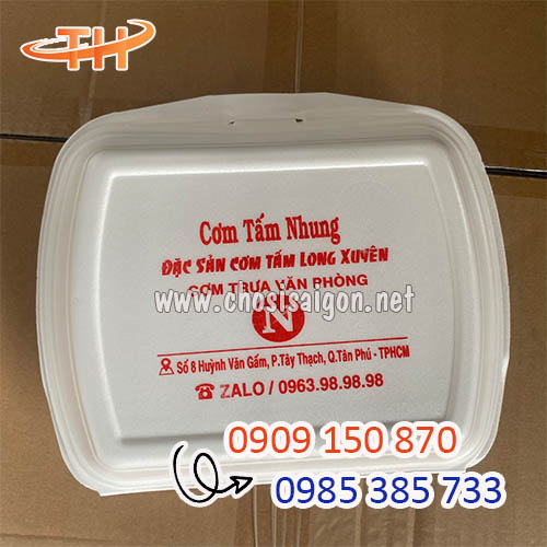 Hộp xốp 2 ngăn nhận in logo theo yêu cầu sỉ rẻ nhất