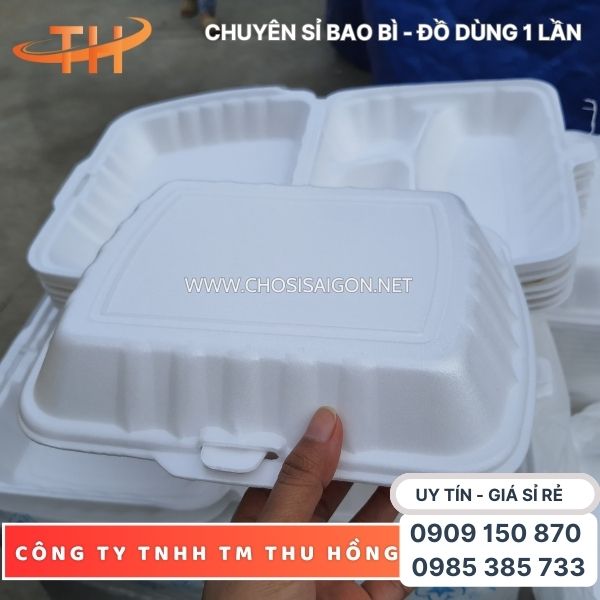 Hộp xốp 3 ngăn nắp gài kín, chắc giá rẻ, uy tín