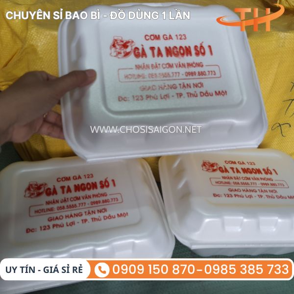 Hộp xốp cơm gà in logo theo yêu cầu