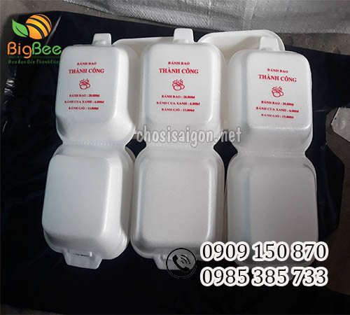 Hộp xốp vuông nhỏ bánh bao in logo sỉ rẻ tại TP.HCM