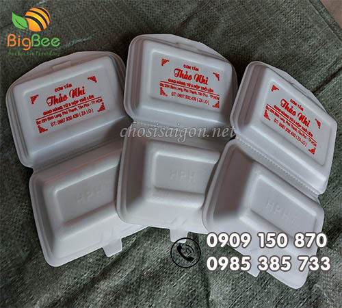 Hộp xốp đựng cơm in logo giá rẻ