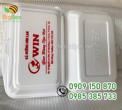 Nhận in logo lên hộp xốp đựng thức ăn giá rẻ