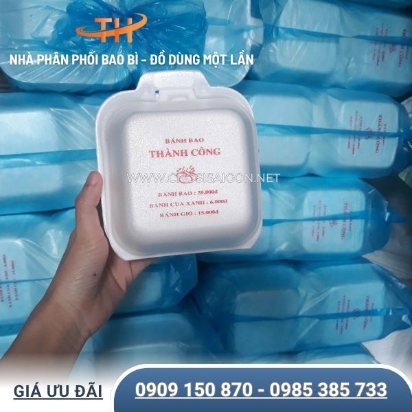 Hộp xốp nhỏ đựng bánh bao có in theo yêu cầu