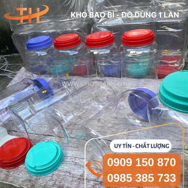 Hũ nhựa vuông, tròn 10kg giá rẻ đựng thực phẩm