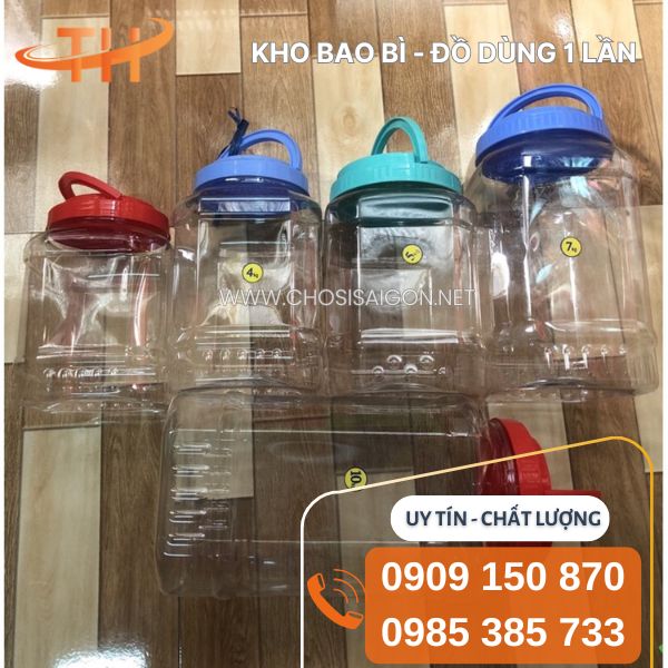 Hũ nhựa vuông 3kg3, 4kg, 5kg, 7kg, 10kg giá rẻ