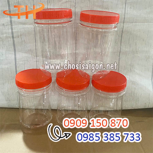 Hũ nhựa tròn nắp đỏ 450ml đựng dưa món giá sỉ