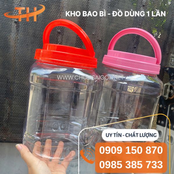 Hũ nhựa 5kg có quai cầm chắc chắn sẵn kho giá rẻ