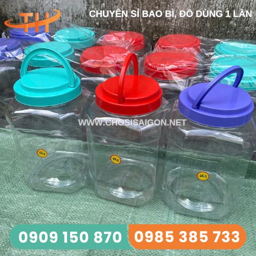 Hũ nhựa đựng thực phẩm nắp có quai tiện lợi