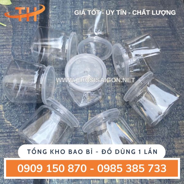 Hũ nhựa đựng yaourt pet vuông 90ml trong, đẹp