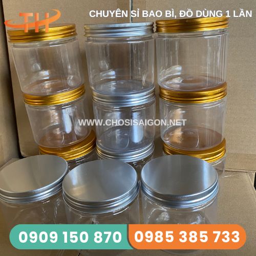 Hũ nhựa pet nắp nhôm đựng bánh, hạt, kẹo, mứt