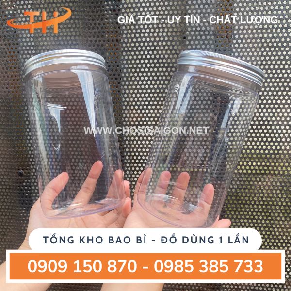 Hũ nhựa pet 1000ml (1 lít) nắp nhôm bạc bán sỉ rẻ