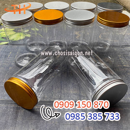 Hũ nhựa pet nắp nhôm vàng, bạc 1000ml giá siêu chất lượng