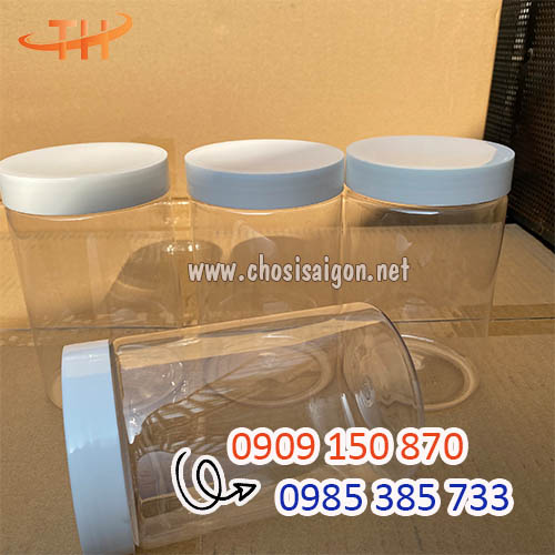 Hũ nhựa pet nắp nhựa 900ml màu trắng sỉ rẻ