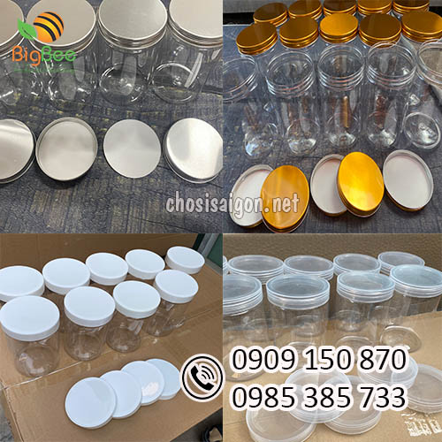 Hũ nhựa pet nắp nhôm bạc, nắp nhôm vàng, nắp nhựa giá sỉ rẻ