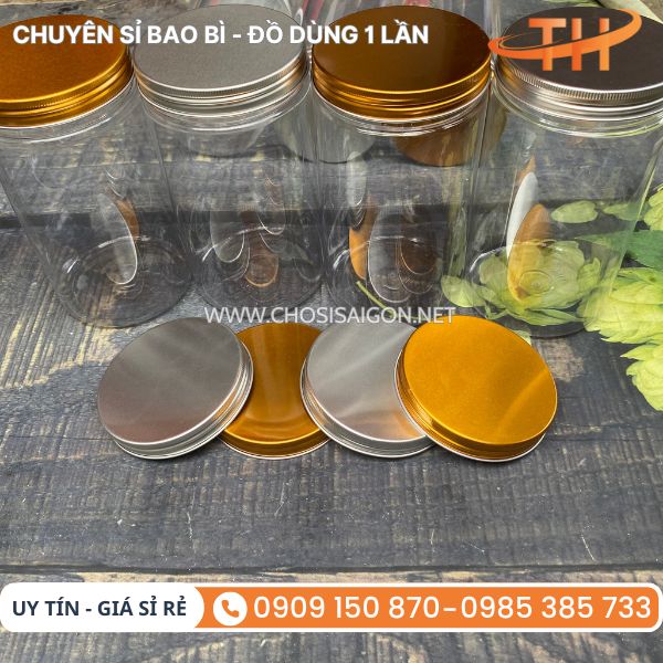 Hũ nhựa pet nắp nhôm bạc, nắp nhôm vàng