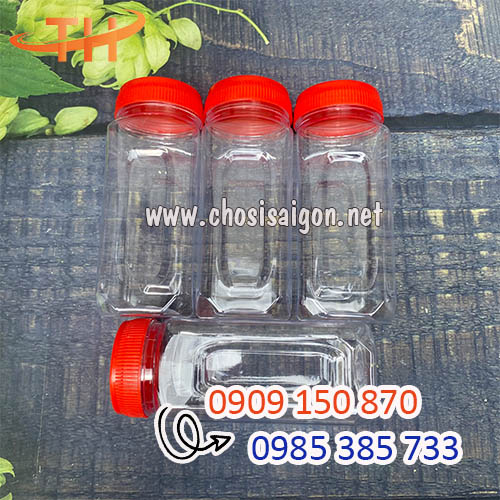 Hũ nhựa pet lục giác đựng muối tôm 500ml giá sỉ