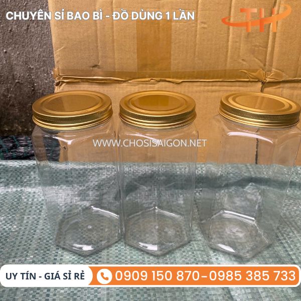 Hũ nhựa PET lục giác dày dặn, cứng cáp