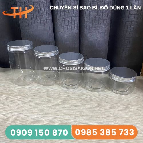 Hũ nhựa pet nắp nhôm bạc đa dạng dung tích