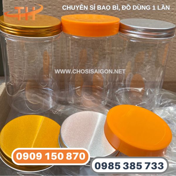 Hũ nhựa pet nắp nhôm, nắp nhựa 900ml giá sỉ