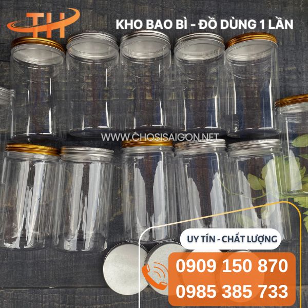 Hũ nhựa PET nắp nhôm bạc, nắp nhôm vàng