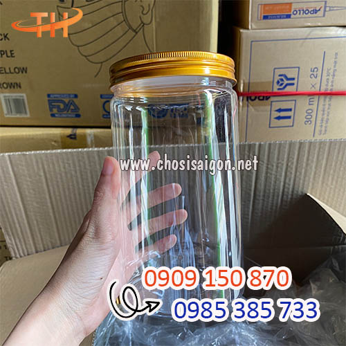 Hũ nhựa pet nắp nhôm vàng 1000ml giá sỉ rẻ nhất