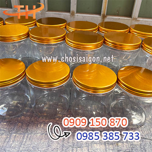 Hũ nhựa pet nắp nhôm vàng 600ml giá sỉ cạnh tranh