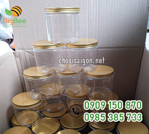 Hũ nhựa pet nắp nhôm vàng đựng thực phẩm giá sỉ