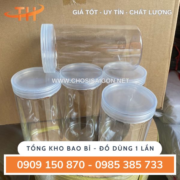 Hũ nhựa pet 1000ml (1 lít) nắp nhựa đựng thực phẩm