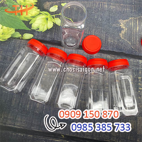 Hũ nhựa pet nắp nhựa 500ml màu đỏ sỉ rẻ