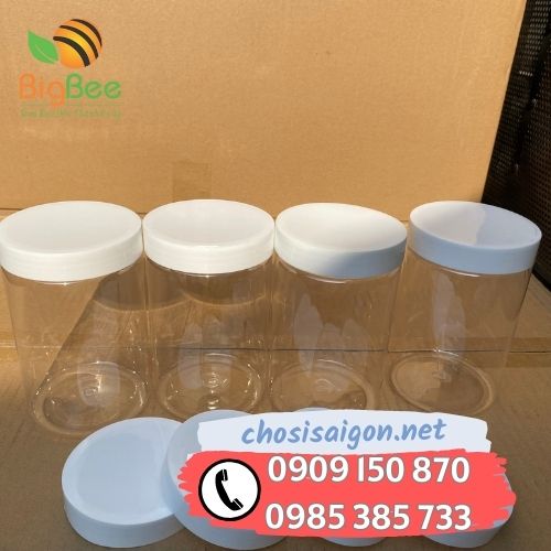Hũ nhựa pet nắp nhựa trắng sữa 900ml giá sỉ rẻ