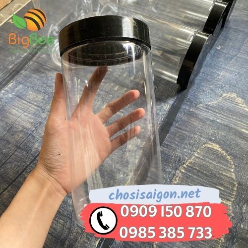 Hũ nhựa pet nắp nhựa đen 1200ml giá sỉ rẻ