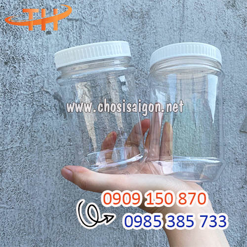 Hũ nhựa nắp trắng đựng thực phẩm khô giá rẻ