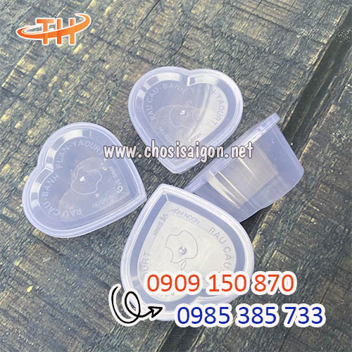 Hũ nhựa đựng bánh flan hình trái tim sỉ rẻ