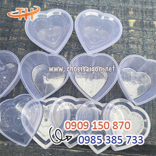 Hũ nhựa đựng bánh flan, panna cotta hình trái tim