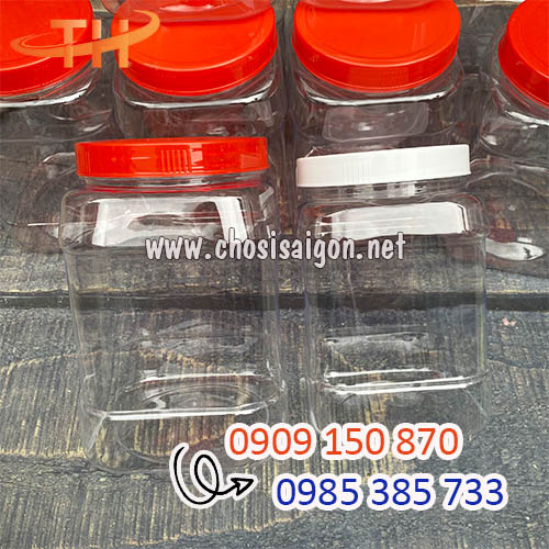Hũ nhựa vuông 1500ml, 2000ml đựng thực phẩm giá rẻ