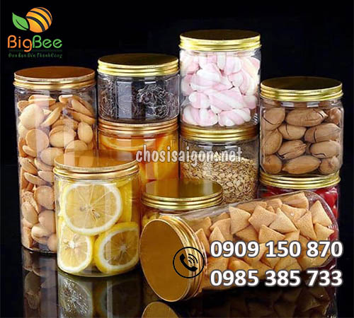 Các loại hũ nhựa PET nắp nhôm vàng giá sỉ