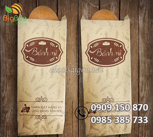 Túi giấy đựng bánh mì in logo giá rẻ