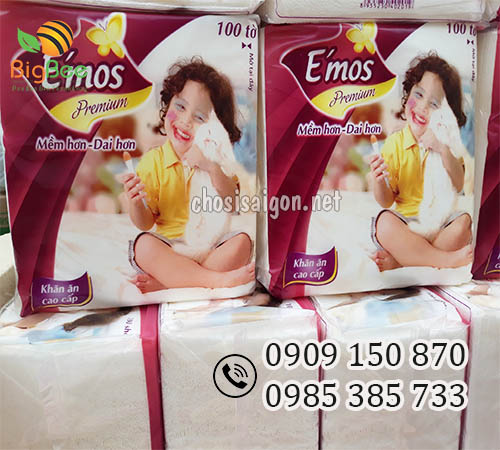 Khăn giấy vuông E'mos cao cấp 100 tờ giá sỉ tốt nhất