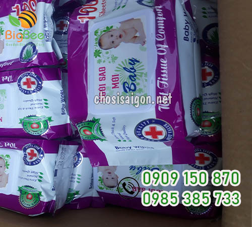 Khăn giấy ướt cho bé có mùi hương 100 tờ/gói giá sỉ