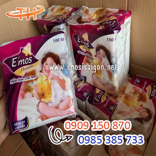 Khăn giấy vuông E'mos sẵn kho giá rẻ