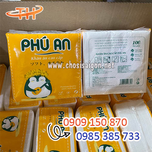 Khăn giấy vuông Phú An giá rẻ cho cửa hàng mua sỉ