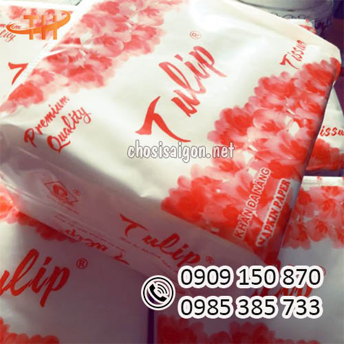 Khăn giấy vuông Tulip 64 gói/thùng giá tốt