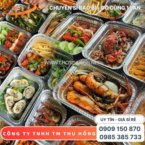 Khay giấy bạc chữ nhật đựng thức ăn mang đi tiện lợi giá rẻ