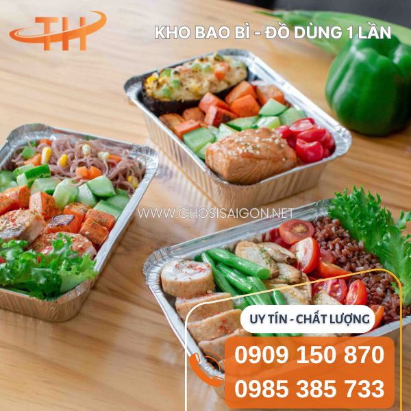 Khay nhôm chữ nhật đựng cơm, sushi, các món hấp, chiên rán