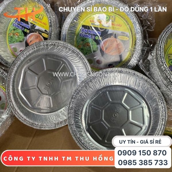 Khay giấy bạc tròn an toàn, dùng 1 lần đựng thức ăn giá rẻ