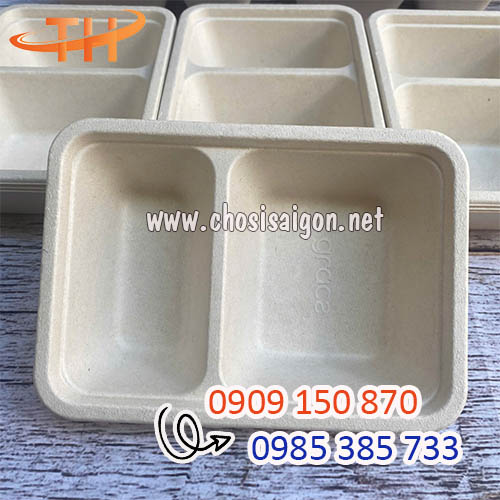 Khay, hộp bã mía 2 ngăn giá ưu đãi