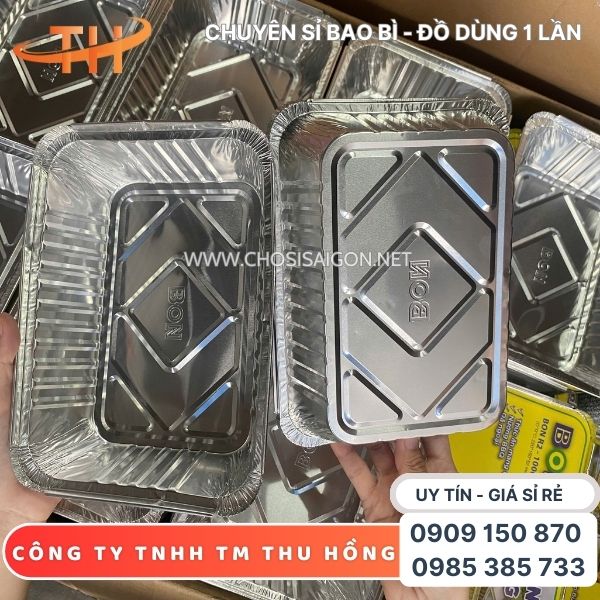 Khay nhôm nướng chữ nhật dày dặn, bền tốt giá rẻ