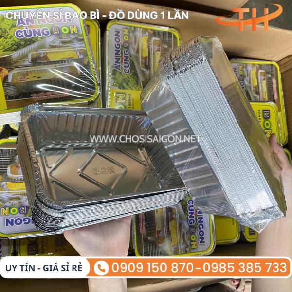 Khay nhôm nướng chữ nhật đa dạng dung tích