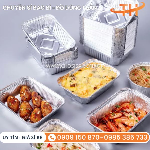 Khay nhôm nướng chữ nhật đựng thức ăn an toàn, giữ nhiệt tốt