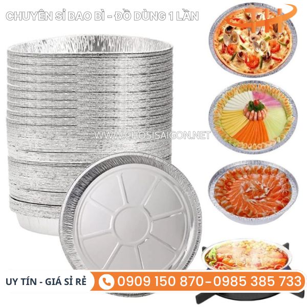 Khay nhôm giấy bạc tròn chiên, nướng, hấp thức ăn
